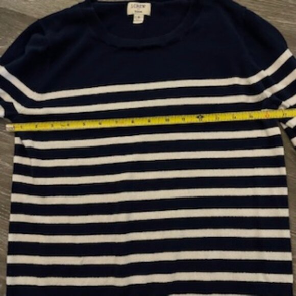 J.Crew Teddie Striped Blue White Cotton Knit Top Women's S - Picture 2 of 7